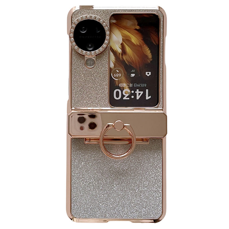 For Oppo Find N3 Flip 5G Case Glitter Design Hard PC Phone Cover with Ring Kickstand For Oppo Find N3 Flip 5G Case Glitter Design Hard PC Phone Cover with Ring Kickstand